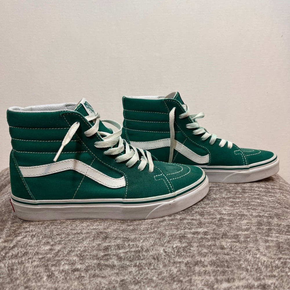 Vans Sk8-Hi Sneakers Mens 6 Womens 7.5 Green Suede Canvas High Top Classic Skate